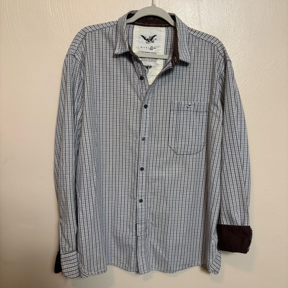 FCUK French Connection Men's‎ Shirt Button Down Long Sleeve Plaid Size XL